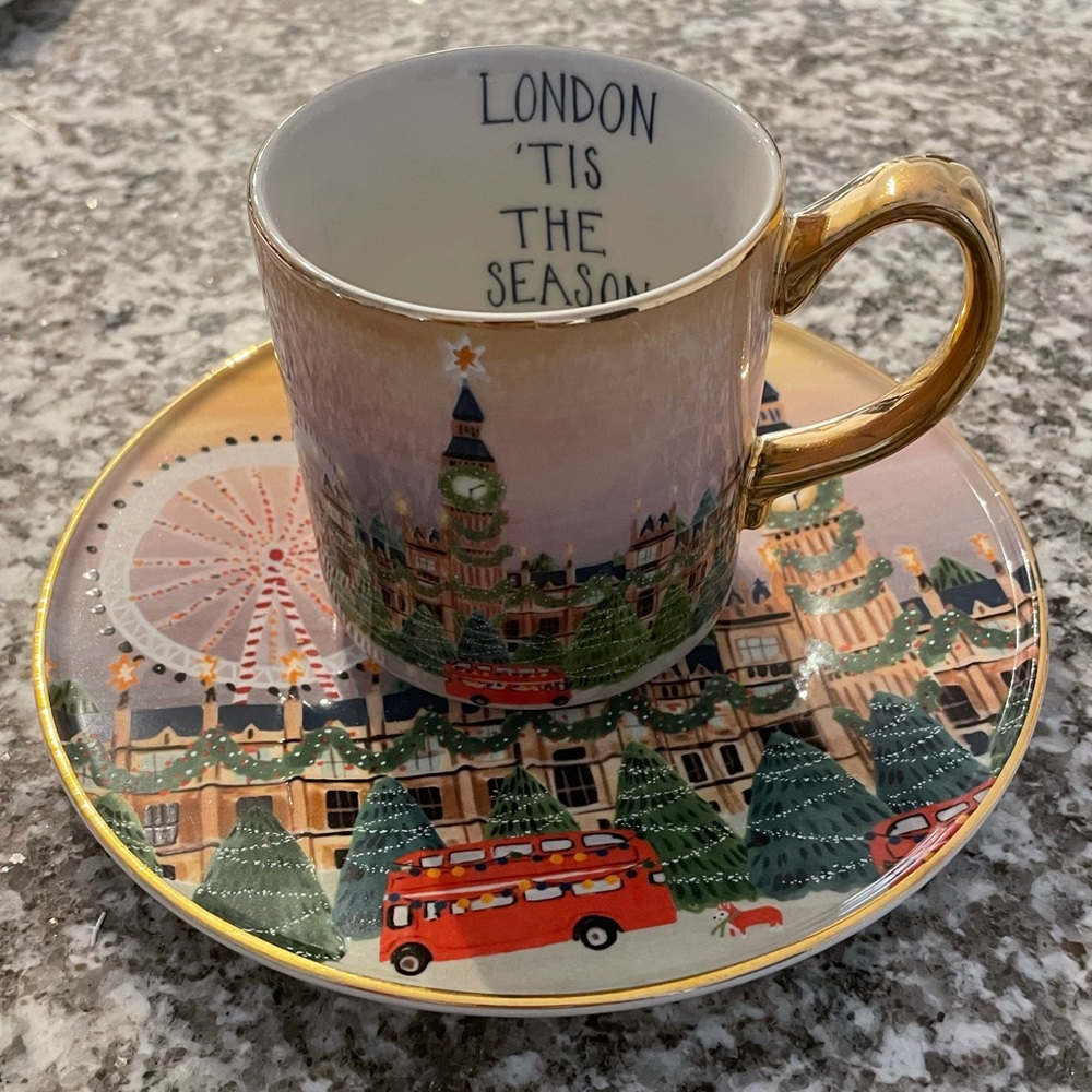 Anthropologie Holiday London Mug & Dish